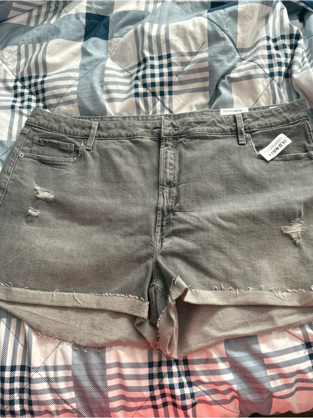 Old Navy Gray Distressed Roll-Hem Jean Shorts